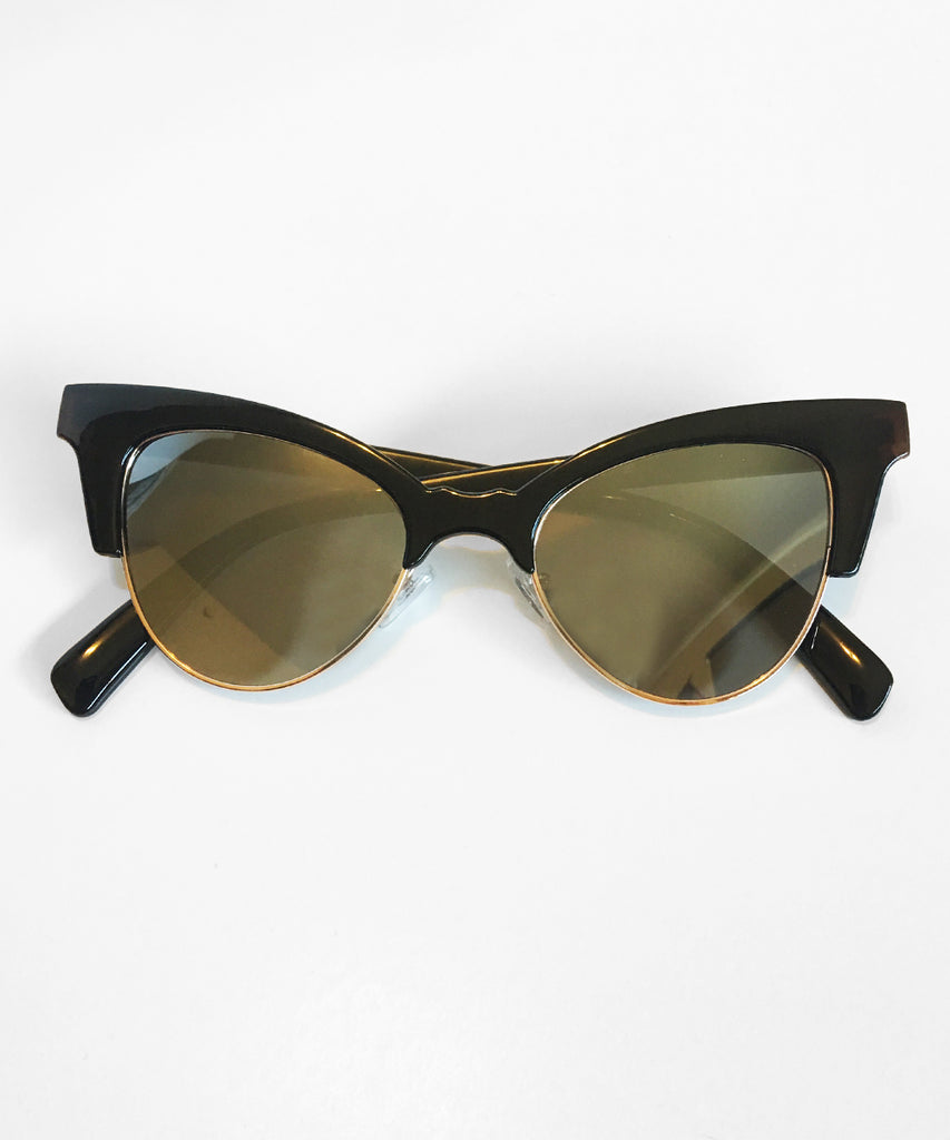 Rockabilly Stud Cat Eye Black Sunglasses - 50s Retro Style Shades 