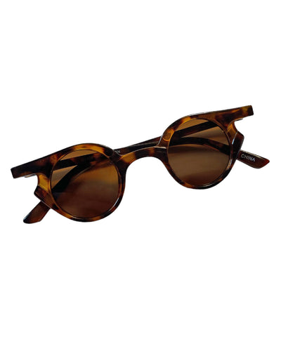 Tortoise Brown 1930s Small Frame Unique Round Sunglasses